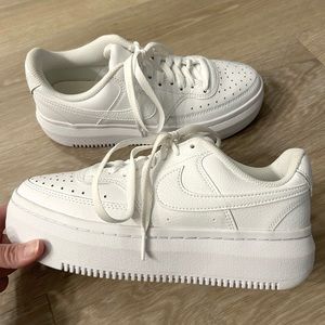 LIKE NEW | Nike Court Vision Alta Women’s Size 8 Triple White Leather Low Top